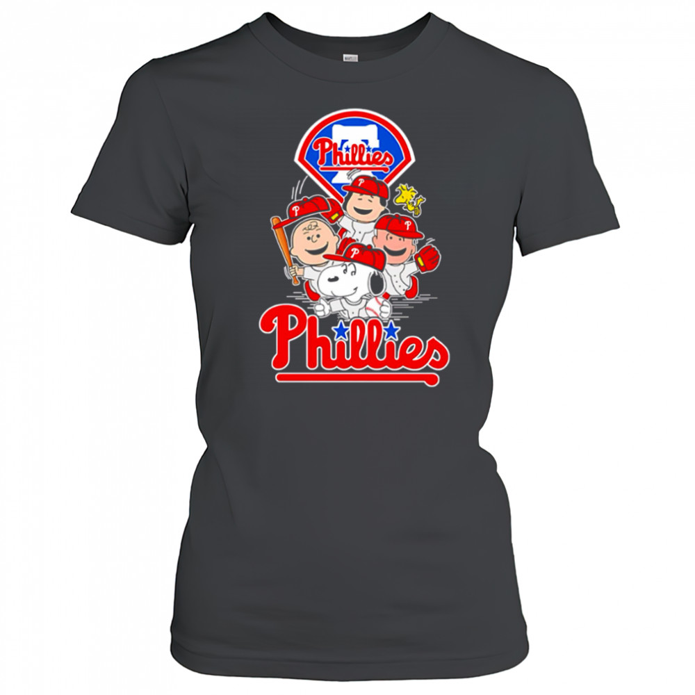 Philadelphia Phillies Snoopy Charlie Brown Woodstock The Peanuts Baseball shirt Women's T-shirt