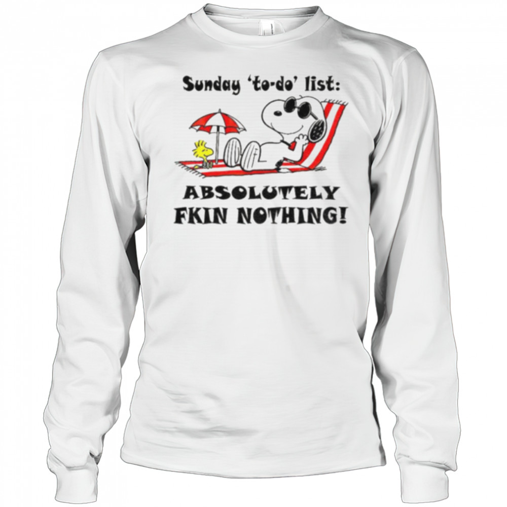 Snoopy and Woodstock sunday to do list absolutely fkin nothing summer shirt Long Sleeved