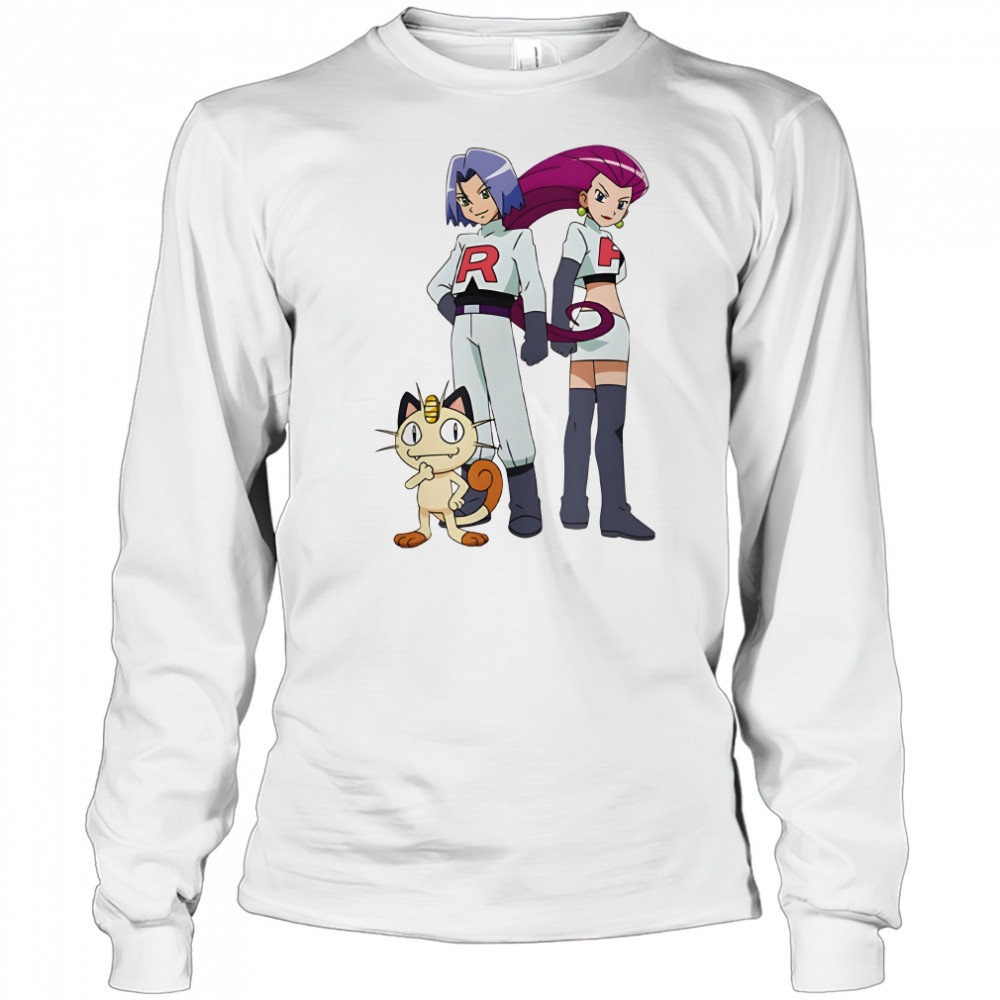 Team Rocket Members Jessie James And Meowth In The Pokemon shirt Long Sleeved