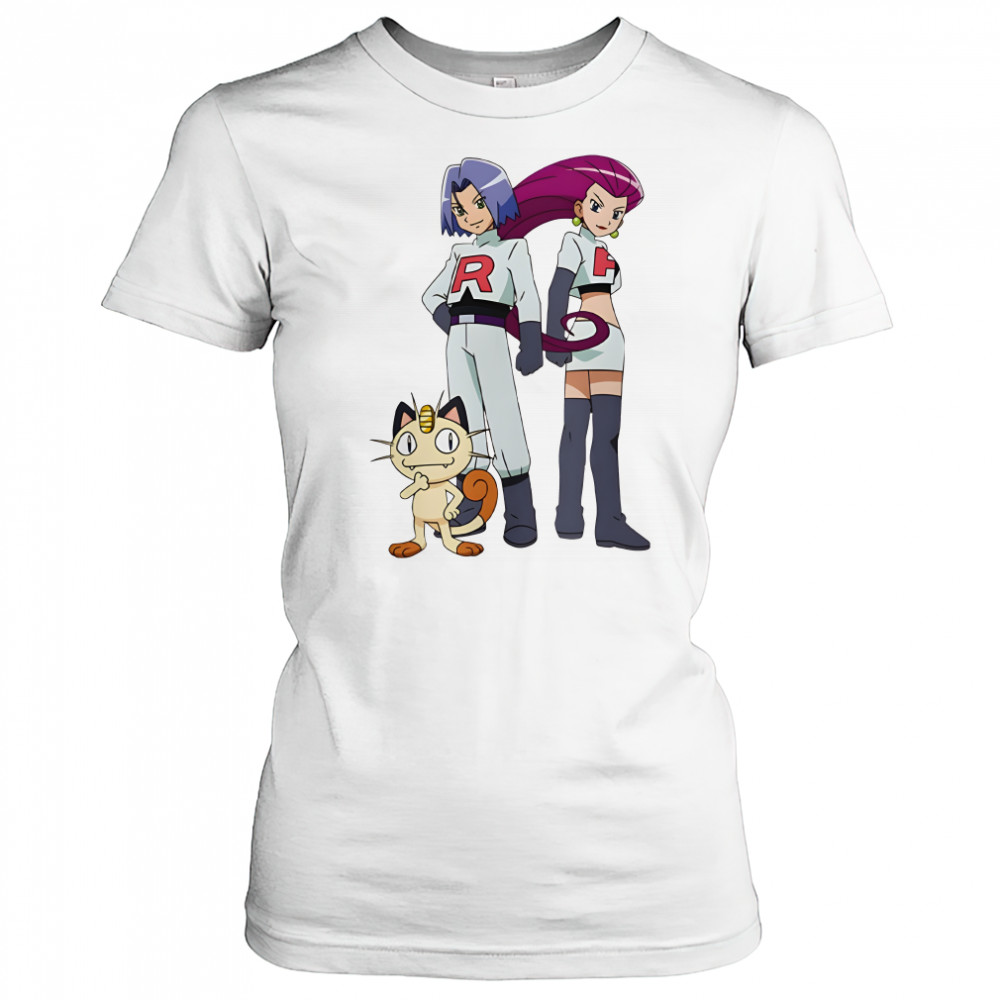 Team Rocket Members Jessie James And Meowth In The Pokemon shirt Women's T-shirt