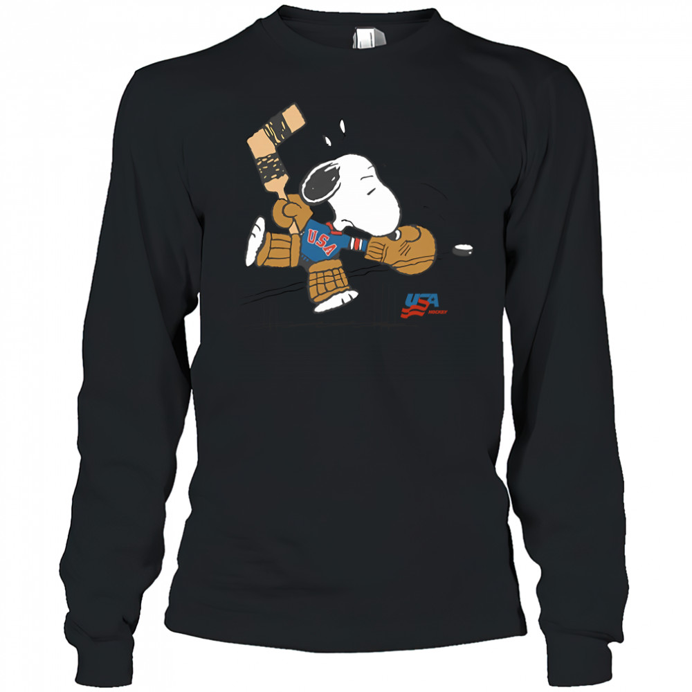 Top peanuts Snoopy goalie USA hockey shirt Long Sleeved