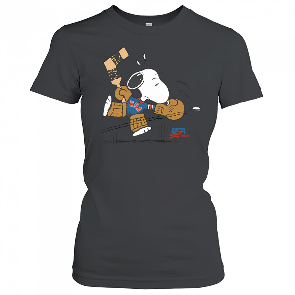 Top peanuts Snoopy goalie USA hockey shirt Women's T-shirt