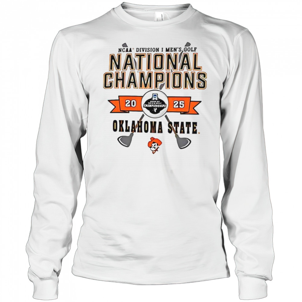 Champion Oklahoma State Cowboys White 2025 Golf National Champions T-Shirt Long Sleeved