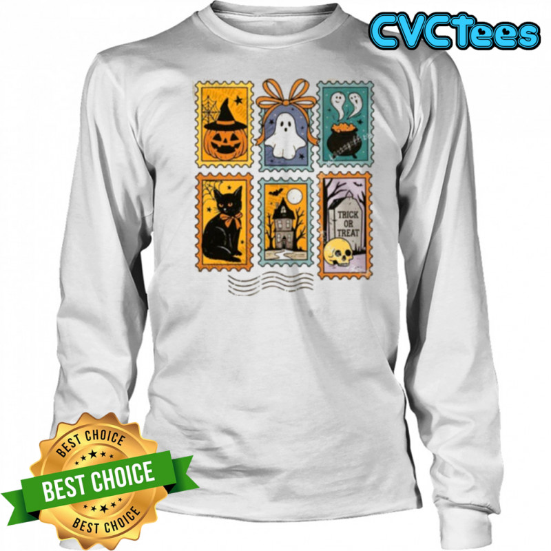 Halloween Cute Ghost Pumpkin Cat Cute Ghost Shirt Long Sleeved