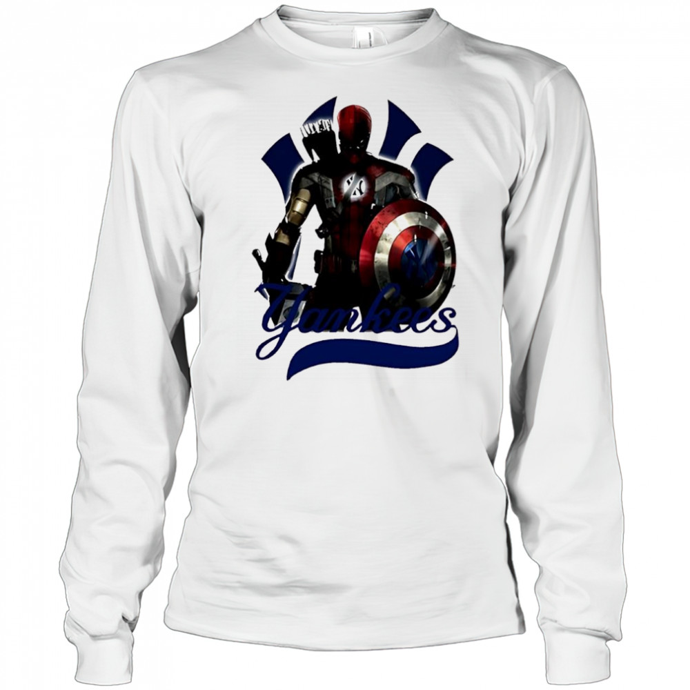 New York Yankees Captain America Thor Spider Man Hawkeye Mashups shirt Long Sleeved