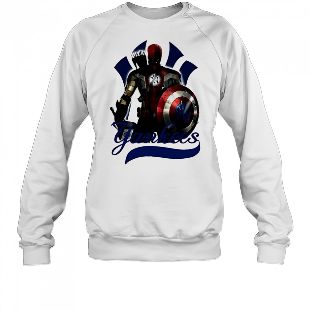 New York Yankees Captain America Thor Spider Man Hawkeye Mashups shirt Sweatshirt