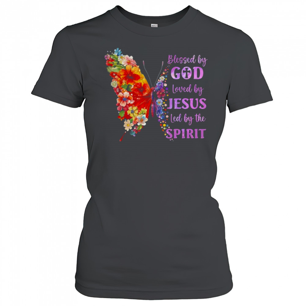 Blessed By God Loved By Jesus Butterfly Christian Women Girl shirt Women's T-shirt