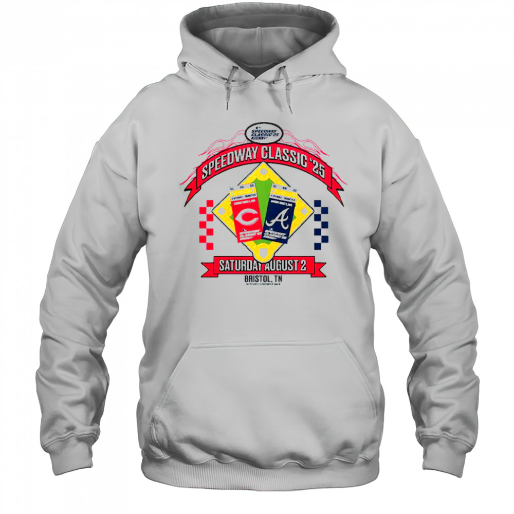 Cincinnati Reds vs Atlanta Braves 2025 MLB Speedway Classic Arch T-Shirt Hoodie