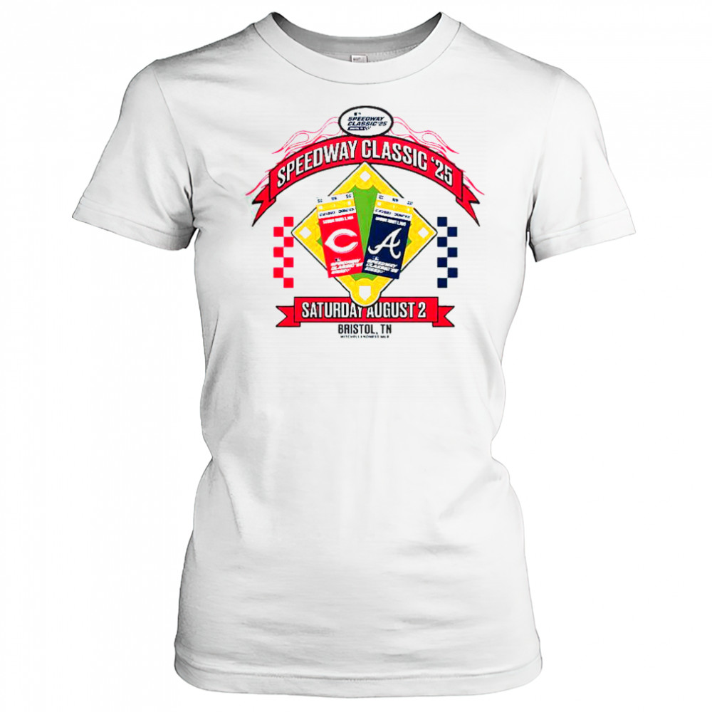 Cincinnati Reds vs Atlanta Braves 2025 MLB Speedway Classic Arch T-Shirt Women's T-shirt