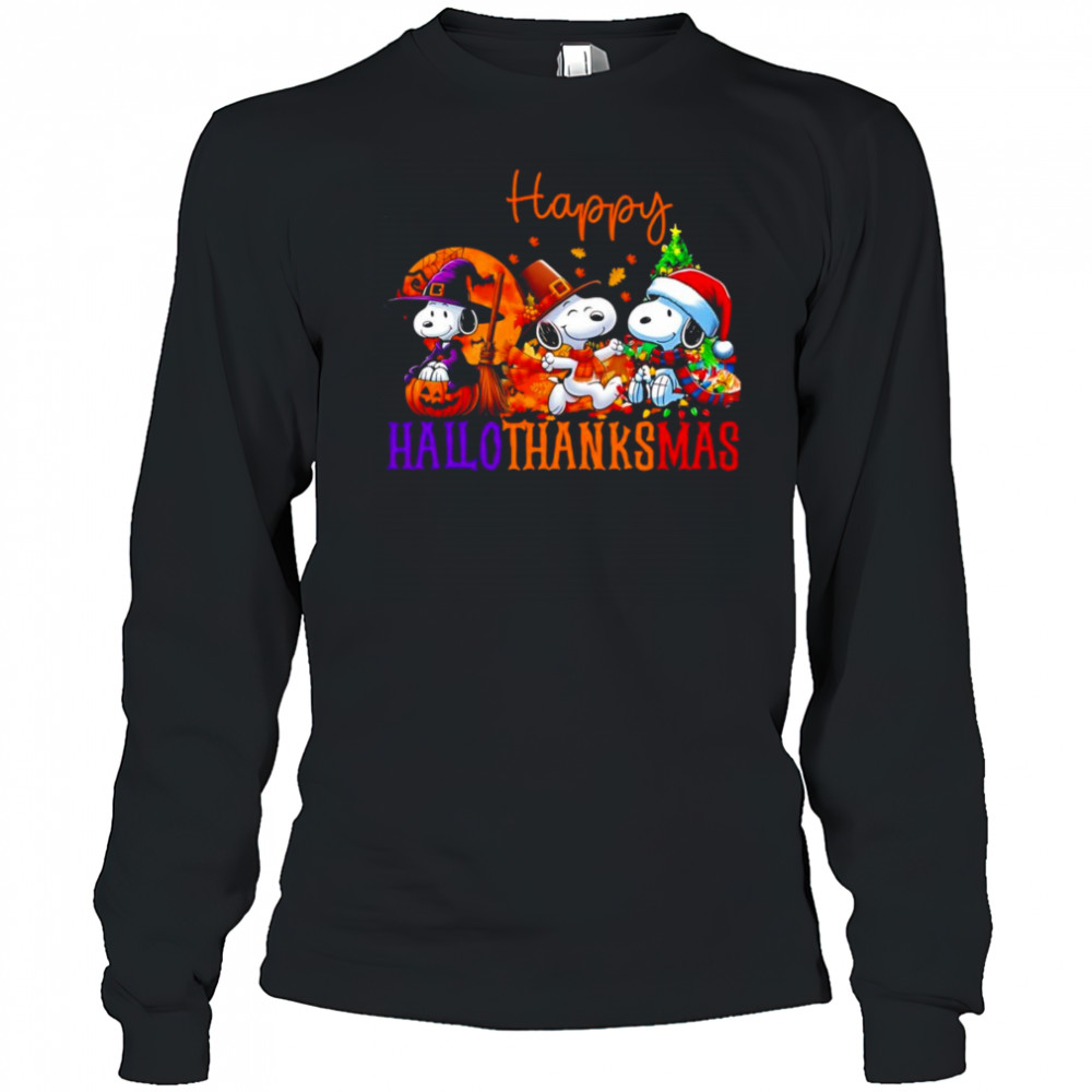 Snoopy HalloThanksMas shirt Long Sleeved