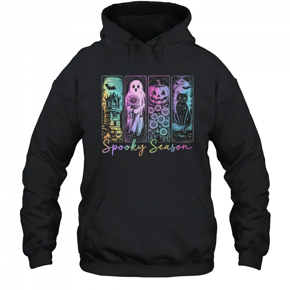 Spooky Season Vintage Halloween Ghost Cat Horror Movie Women shirt Hoodie