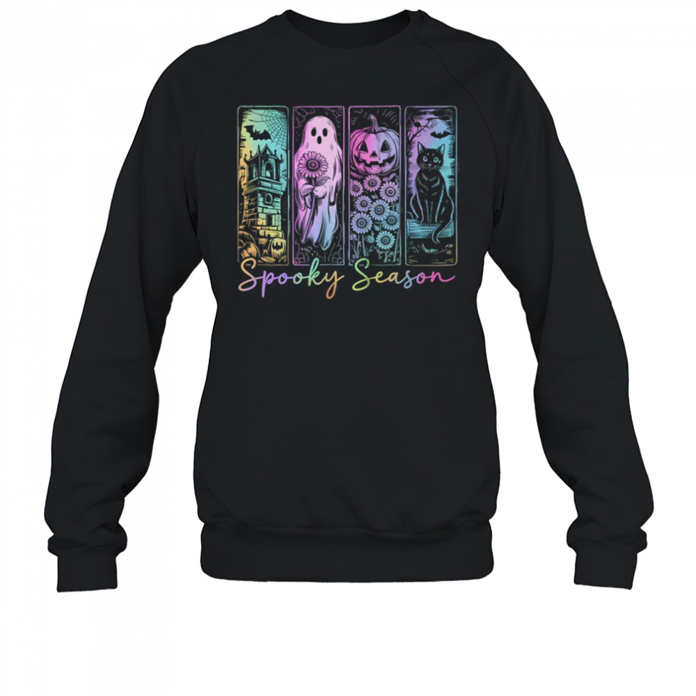 Spooky Season Vintage Halloween Ghost Cat Horror Movie Women shirt Sweatshirt