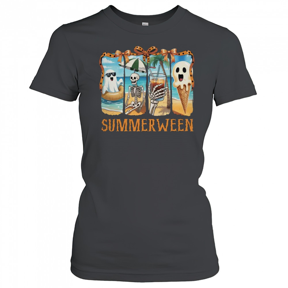 Summerween Skeleton Ghost Beach Party Summer Halloween Vibes shirt Women's T-shirt