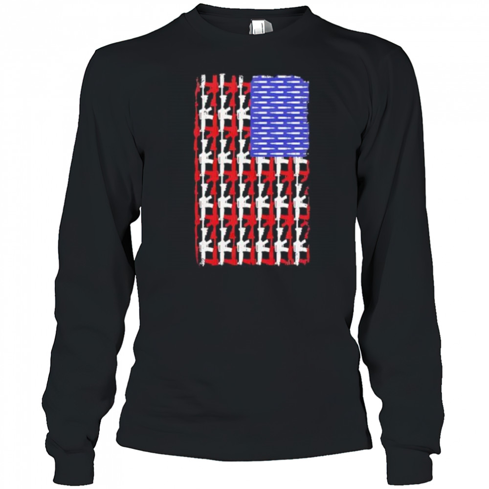 USA Guns and Bullets Flag shirt Long Sleeved