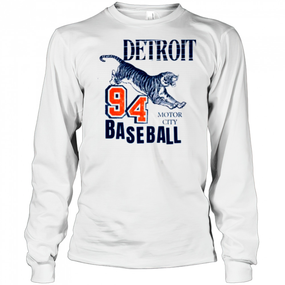 Detroit Motor City Baseball Tiger Graphic T Shirt Long Sleeved