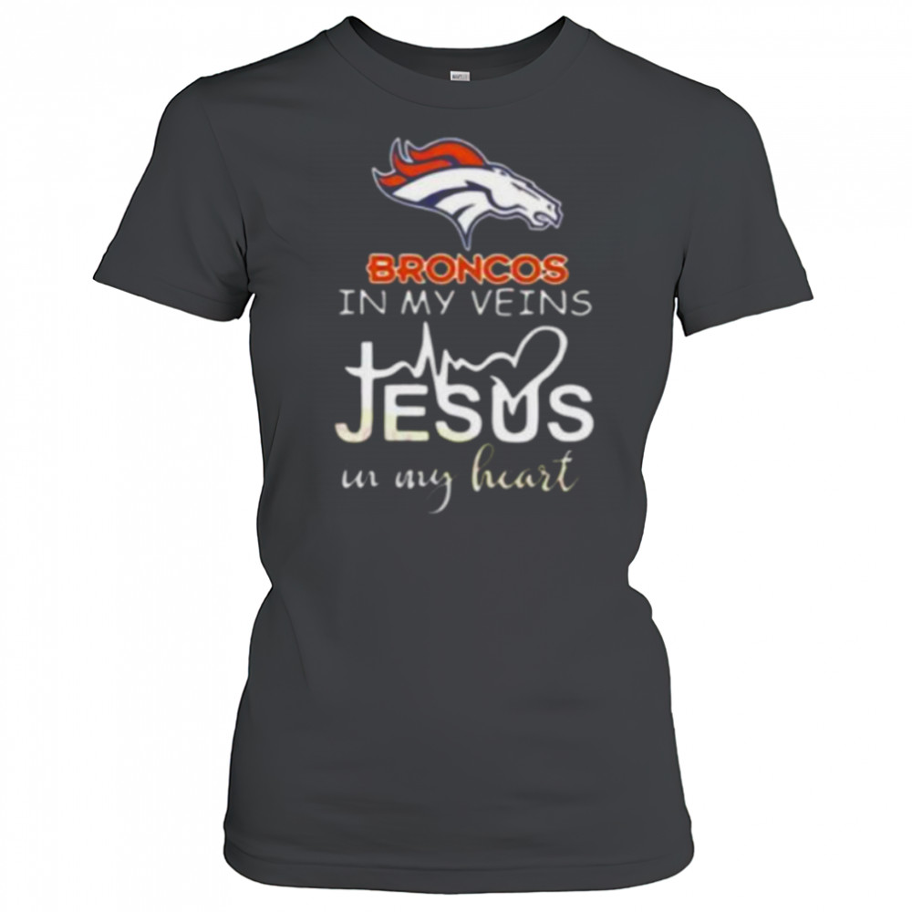 In My Veins Jesus In My Hear Denver Broncos Shirt Women's T-shirt