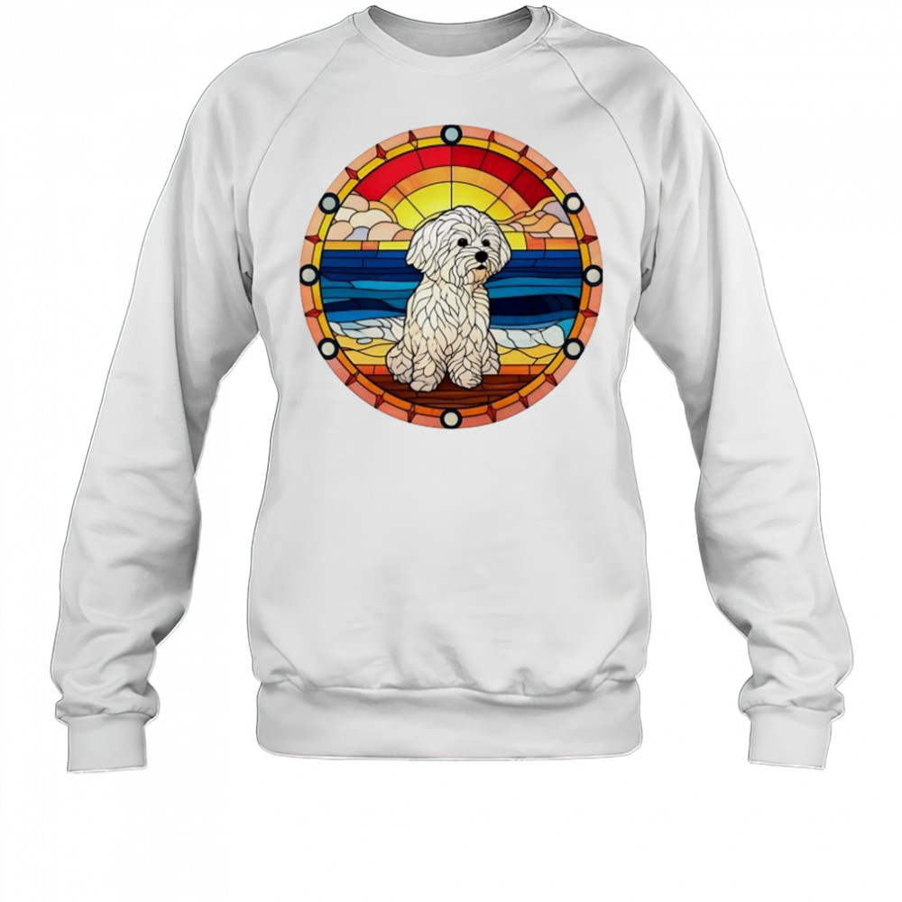 Stained Glass Maltese dog on the beach shirt Sweatshirt