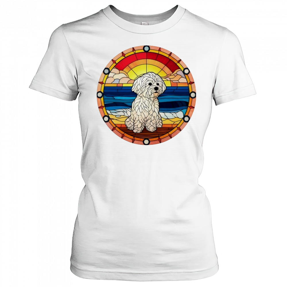 Stained Glass Maltese dog on the beach shirt Women's T-shirt