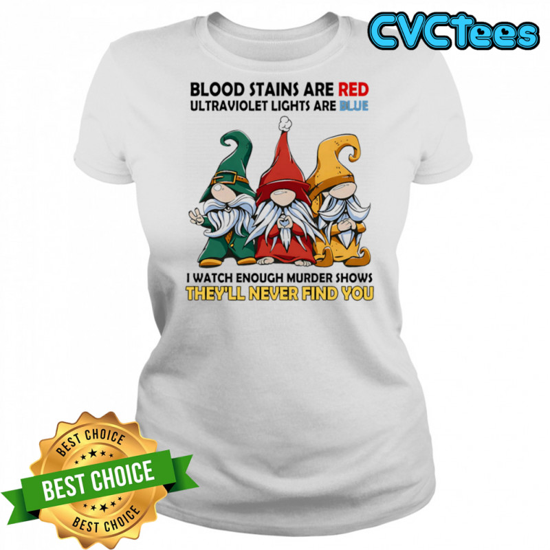 Gnome blood stains are red ultraviolet lights are blue shirt Women's T-shirt