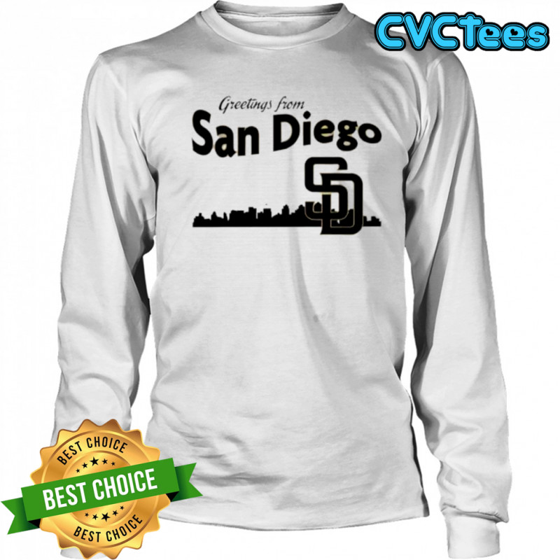 Greetings From San Diego Padres Skyline shirt Long Sleeved