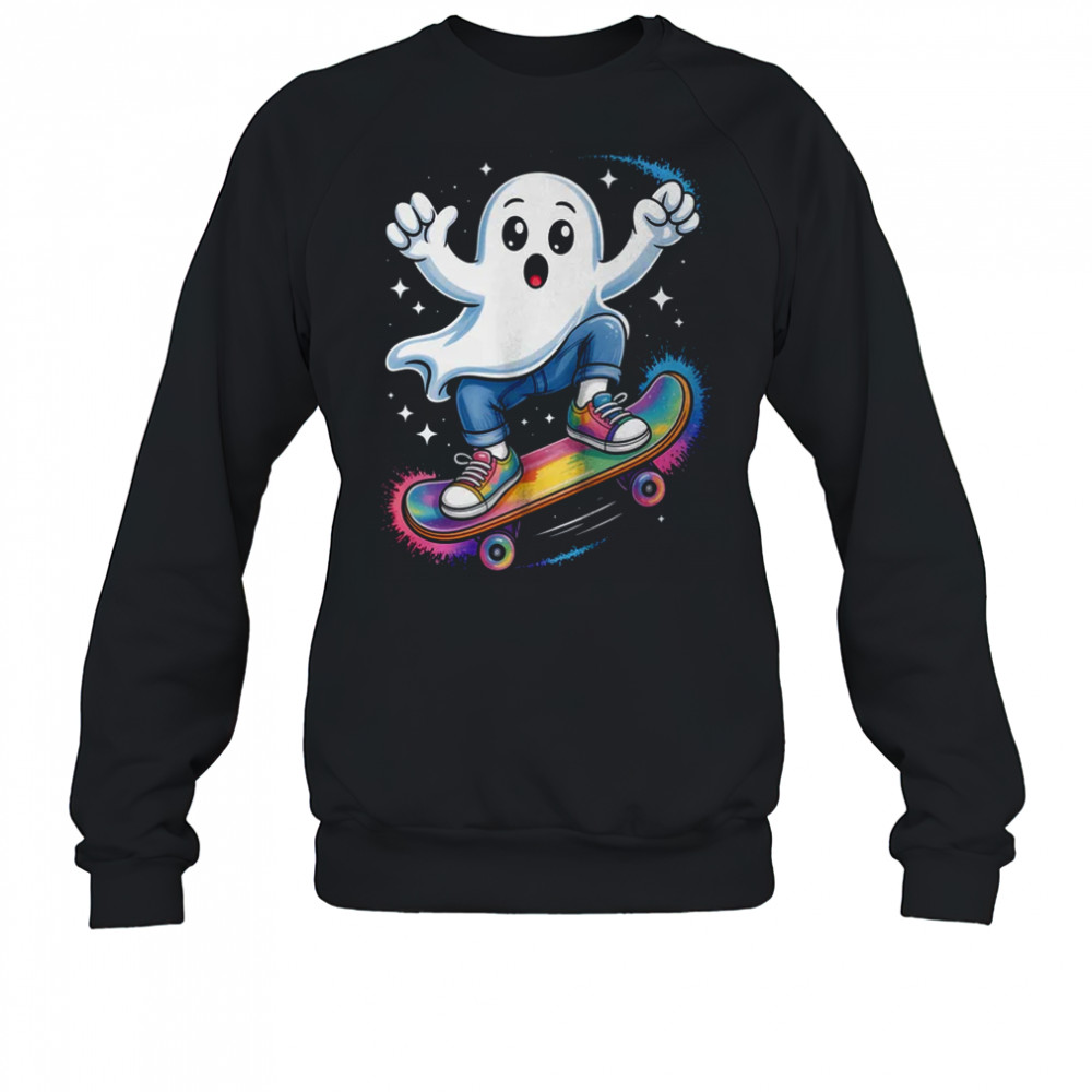 Ghost On Skateboard Funny Halloween Costume Skateboarding shirt Sweatshirt