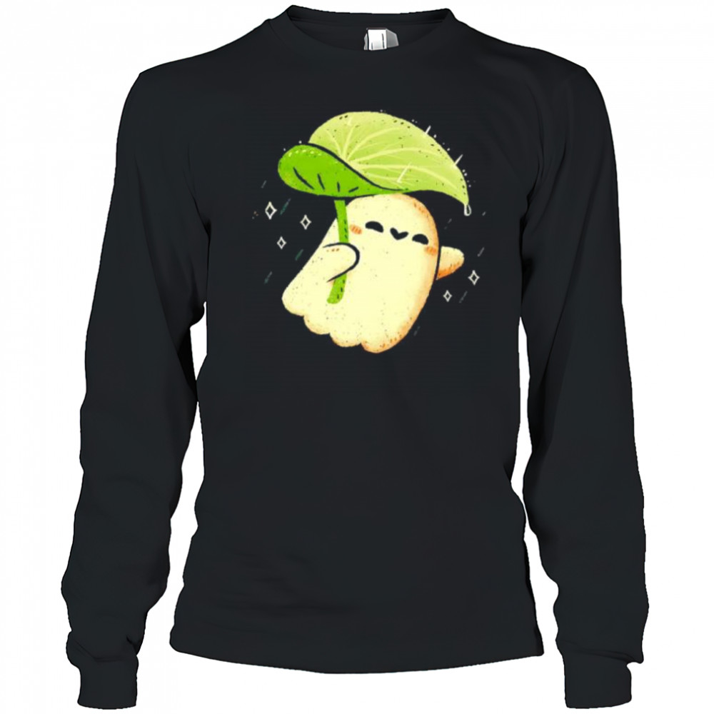 Ghost With Leaf Umbrella cute shirt Long Sleeved