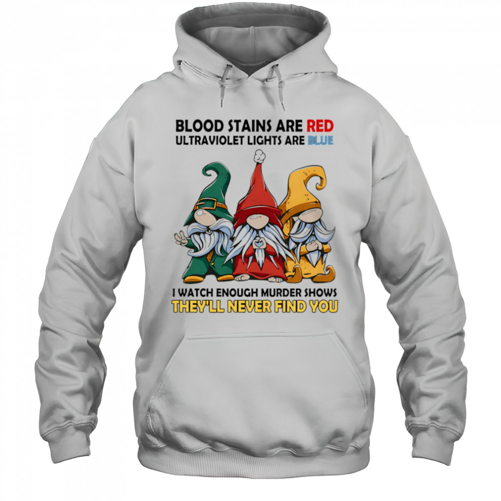 Gnome blood stains are red ultraviolet lights are blue shirt Hoodie