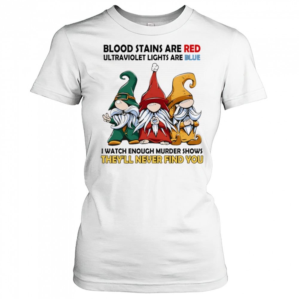 Gnome blood stains are red ultraviolet lights are blue shirt Women's T-shirt