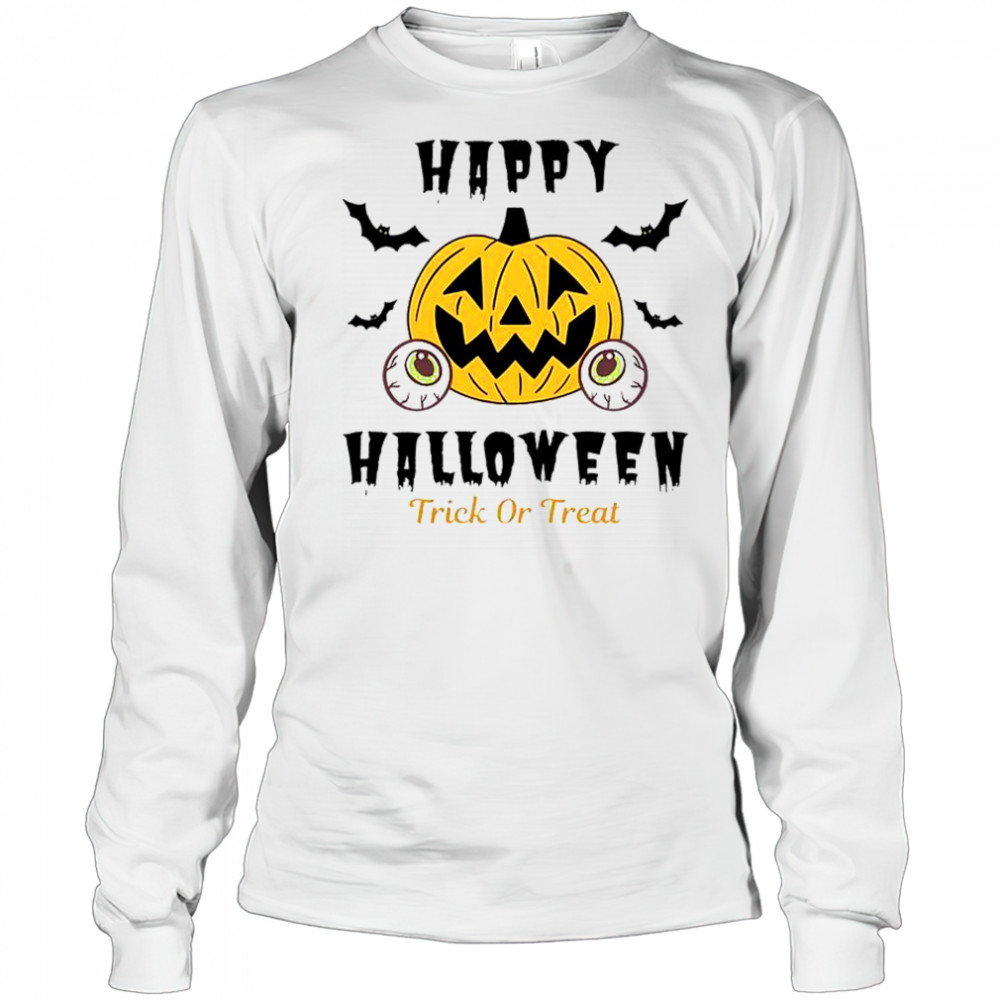 Halloween Trick Or Treat Pumpkin Eyes T-Shirt Long Sleeved
