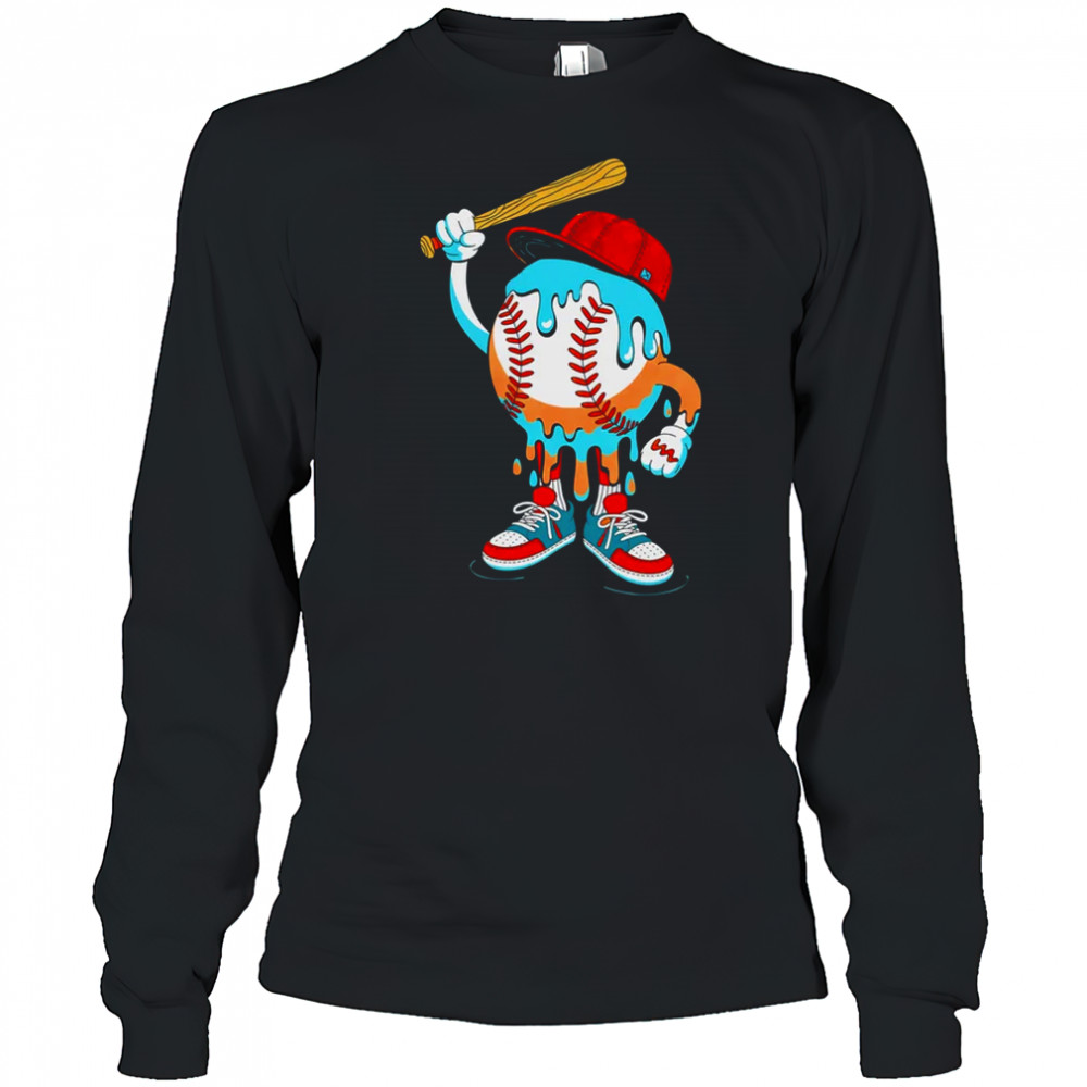 Ice Cream Drip Baseball Spots Baseball Drip For Girls Kids shirt Long Sleeved