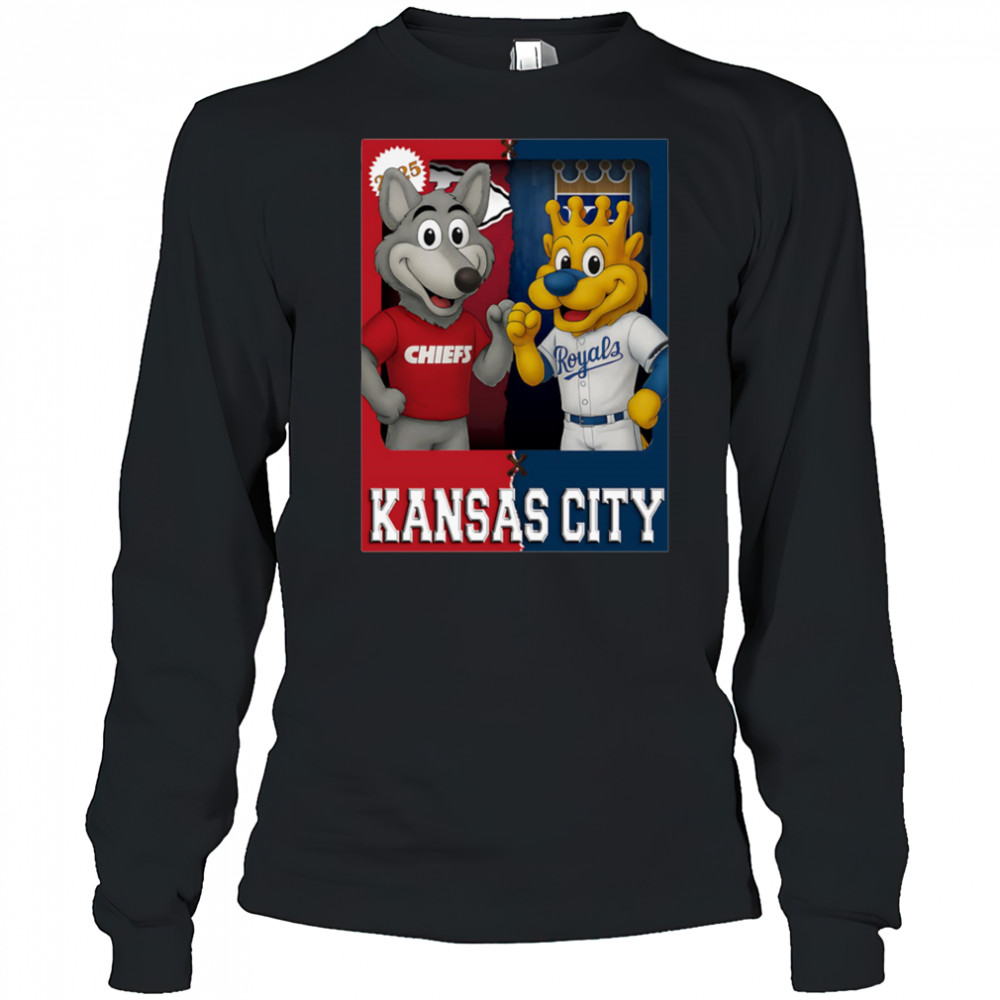 Kansas City Chiefs and Kansas City Royals mascot play card shirt Long Sleeved