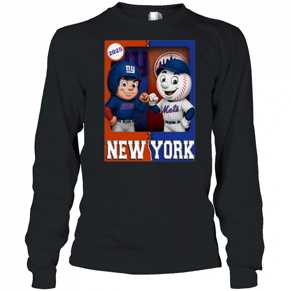 New York Giants and New York Mets mascot play card shirt Long Sleeved