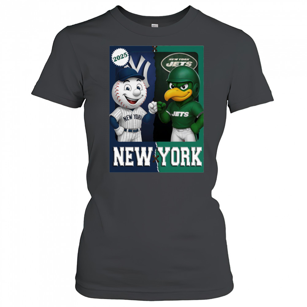 New York Jets and New York Yankees mascot play card shirt Women's T-shirt