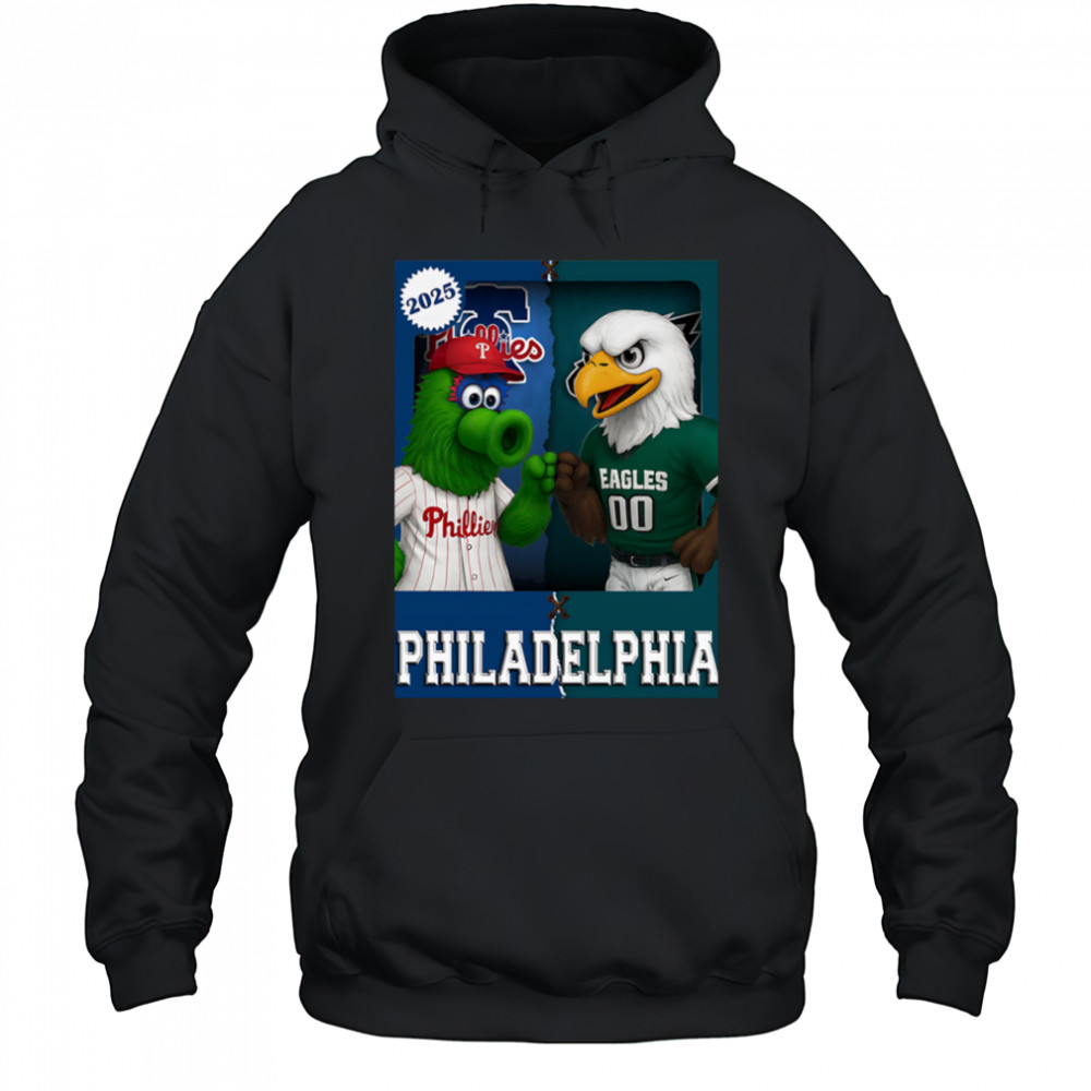 Philadelphia Eagles and Philadelphia Phillies mascot play card shirt Hoodie