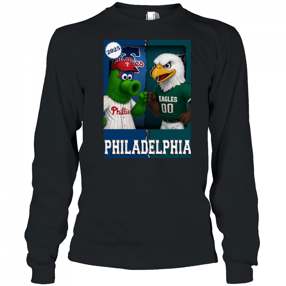 Philadelphia Eagles and Philadelphia Phillies mascot play card shirt Long Sleeved