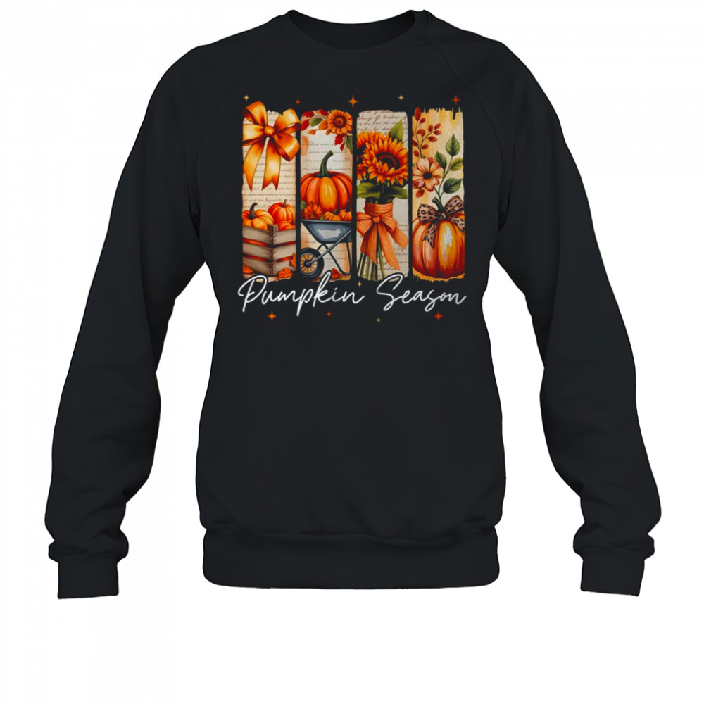 Pumpkin Season Coquette Fall Autumn Sunflower Floral Leopard shirt Sweatshirt