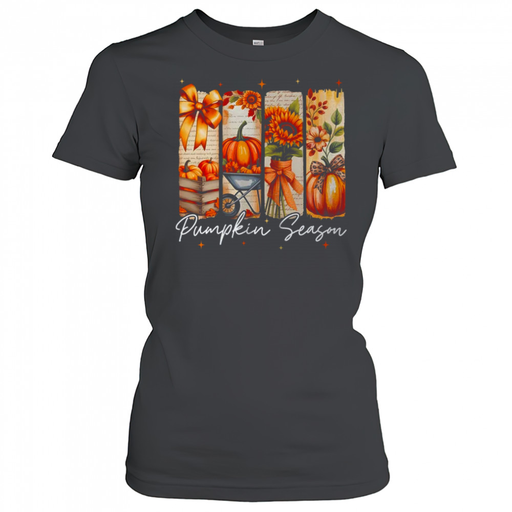 Pumpkin Season Coquette Fall Autumn Sunflower Floral Leopard shirt Women's T-shirt