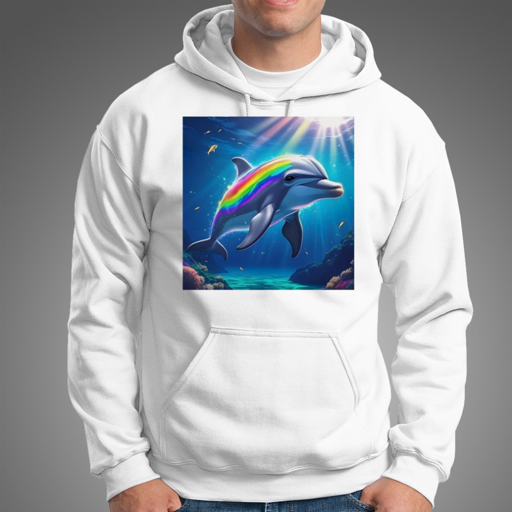 Rainbow Dolphin in Ocean shirt Hoodie