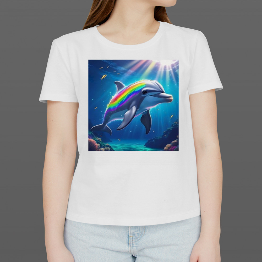 Rainbow Dolphin in Ocean shirt Women's T-shirt
