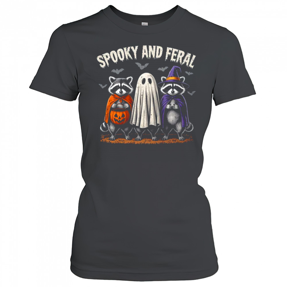 Spooky And Feral Halloween Cute Ghost Raccoon Trick Or Treat shirt Women's T-shirt
