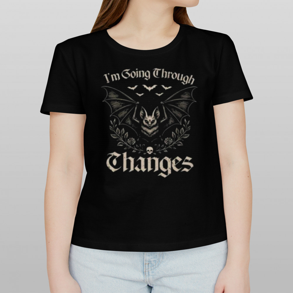 Vintage Gothic Bat Skull Roses Shirt Women's T-shirt