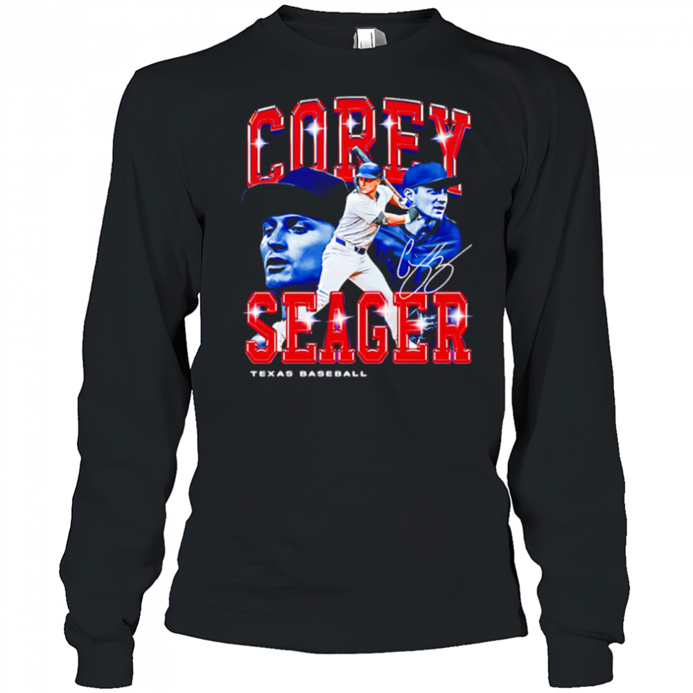 Corey Seager Retro Flair Texas baseball signatue shirt Long Sleeved