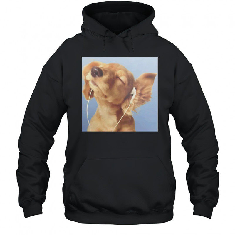 Headphones blue dog shirt Hoodie