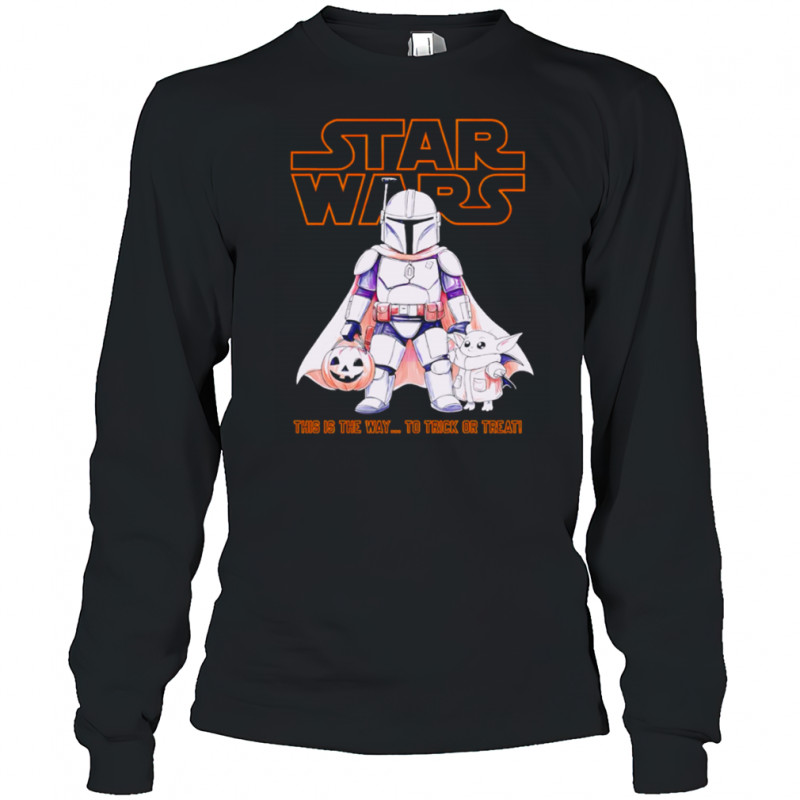Star Wars Mandalorian And Grogu Trick Or Treat Halloween shirt Long Sleeved