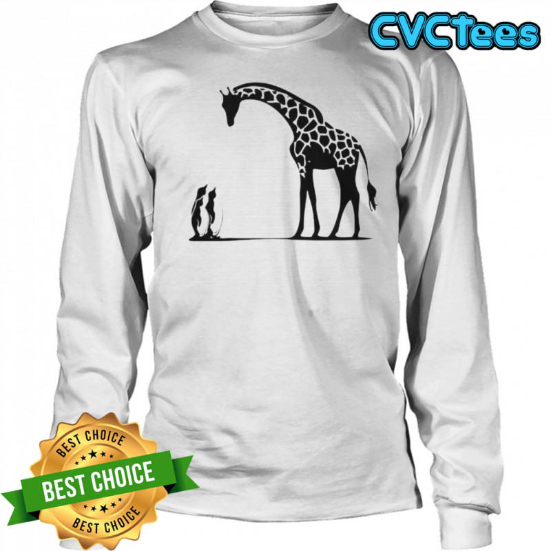 Penguin And Giraffe Tall And Small T-Shirt Long Sleeved