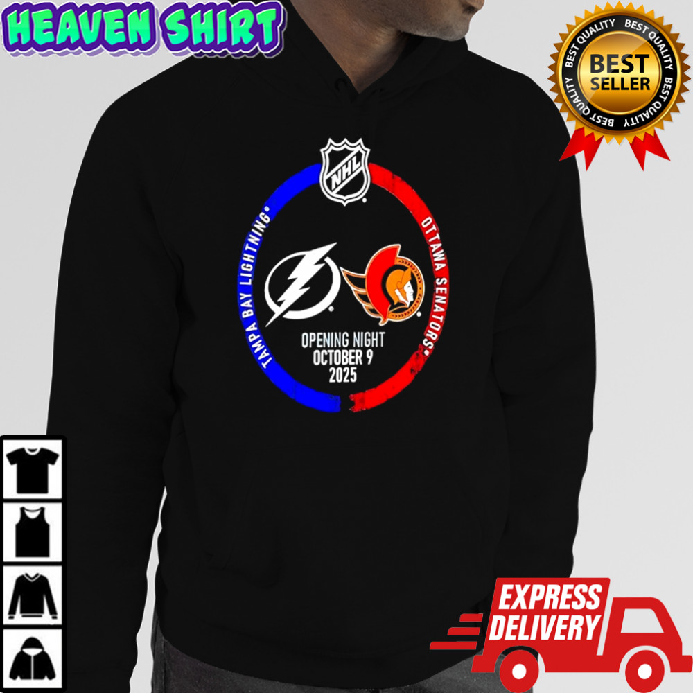 Tampa Bay Lightning vs Ottawa Senators 2025 NHL opening night shirt Hoodie