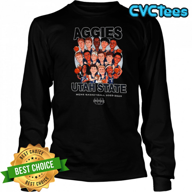 Aggies Utah State men’s basketball 2025-2026 cartoon shirt Long Sleeved
