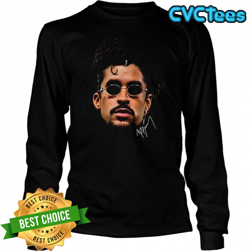 Bad Bunny big face fan inspired signature shirt Long Sleeved