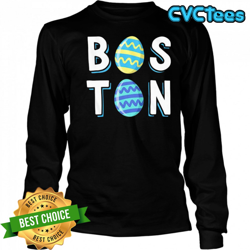 Boston stacked easter eggs shirt Long Sleeved