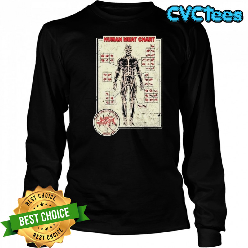 Cattle Decapitation Human Meat Chart T-shirt Long Sleeved